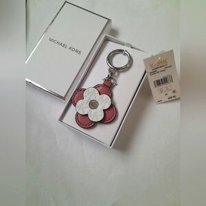 New Michael Kors Flower Tote/Keychain Tote Charm In Rose Multi NWT & Gift Box
